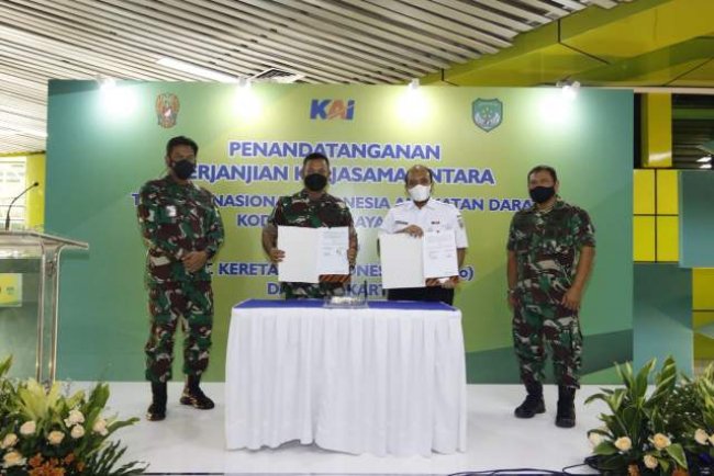 Tingkatkan Keamanan Aset Dan Operasional KA, PT KAI Daop 1 Jakarta Tandatangani Perjanjian Kerjasama dengan Kodam Jaya