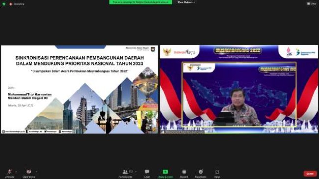 Hadiri Musrenbangnas 2022, Sekjen Kemendagri Uraikan Dinamika Kondisi dan Rekomendasi Pembangunan Daerah Tahun 2023