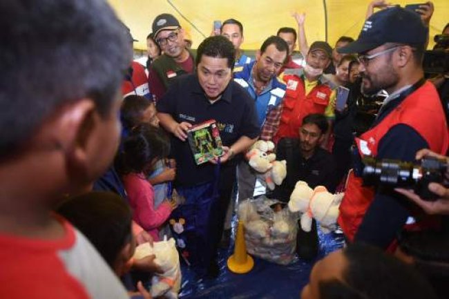 Menteri Erick Thohir Apresiasi Gerak Cepat Pertamina dan Perusahaan BUMN Kompak Bantu Korban Gempa Cianjur
