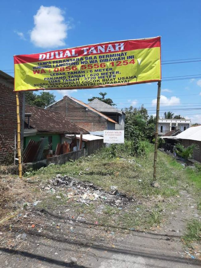 Dijual, Tanah Dekat Tol di Lakarsantri Surabaya