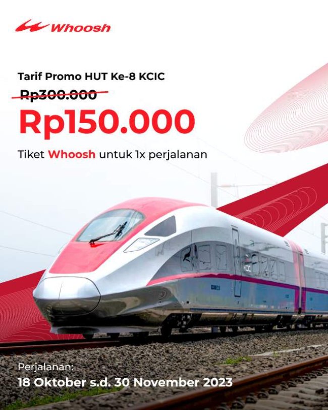 Beli Tiket Kereta Cepat Lewat Aplikasi Whoosh, Penumpang Cukup Bayar 150 Ribu