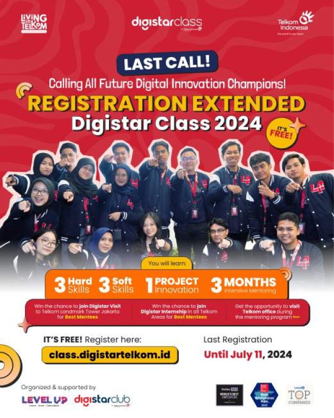 Persiapkan Future Digital Talent, Telkom Buka Pendaftaran Program Digistar Class 2024