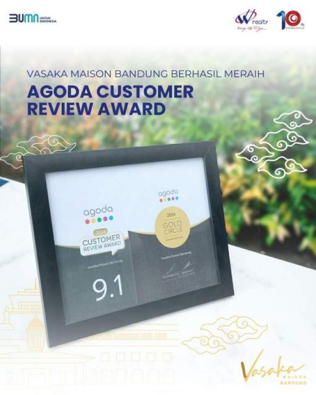 Vasaka Maison Bandung Raih Penghargaan Agoda Customer Review Award 