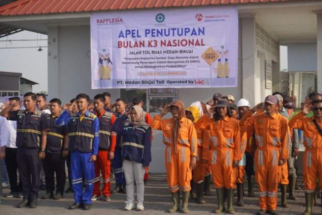 Penutupan Hari Bulan K3 Nasional, Pengelola Tol Medan-Binjai Gelar Apel dan Donor Darah