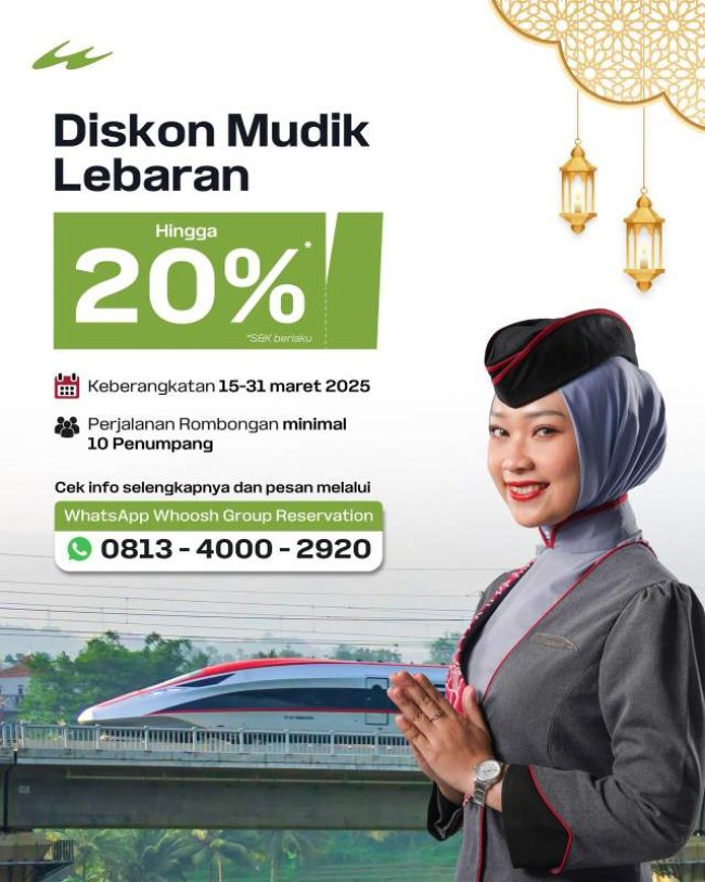 Dukung Program Pemerintah, KCIC Hadirkan Diskon Tiket Whoosh Hingga 20%