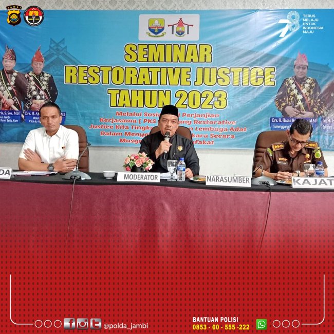 Dirreskrimum Polda Jambi Jadi Narasumber Seminar Restorative Justice Lembaga Adat Melayu