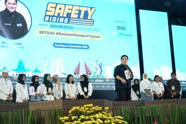 Gerakan Safety Riding di Surabaya, Erick Thohir: BUMN Ingin Jaga Keselamatan Generasi Muda Jatim