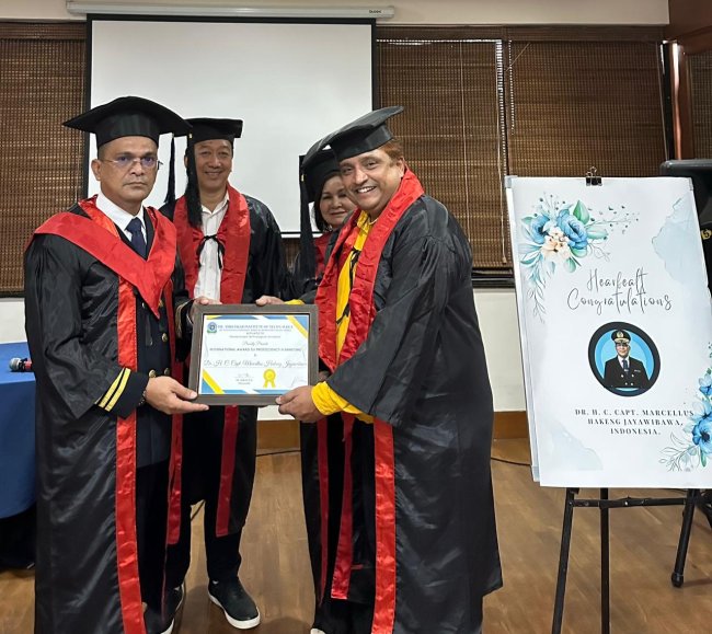 CMR University India Mengakui Dedikasi Capt. Marcellus Hakeng Jayawibawa sebagai Pengamat Maritim Terkemuka