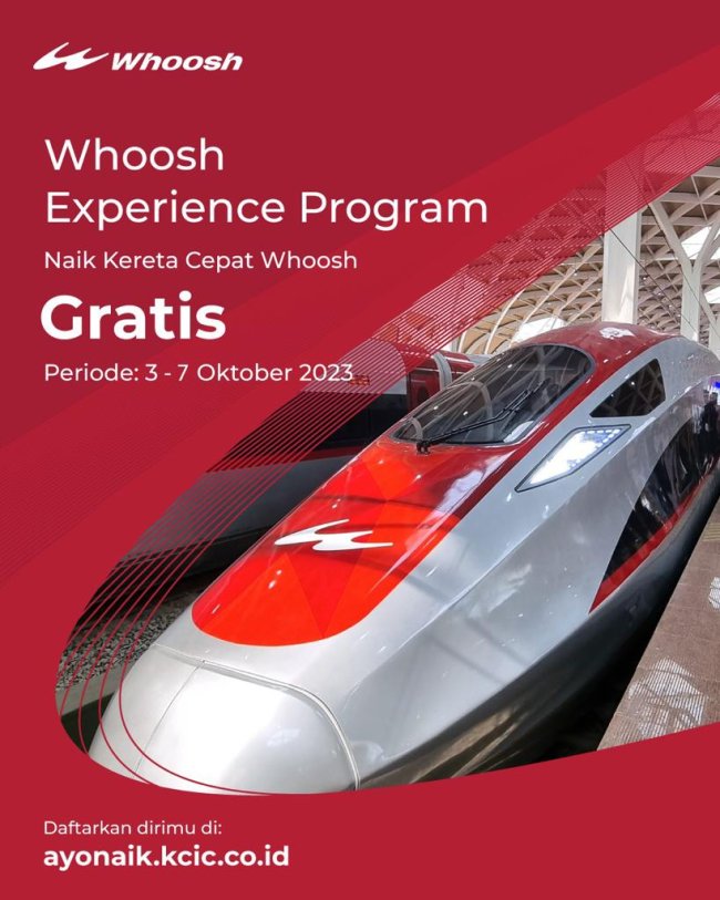 Hadirkan Whoosh Experience Program, Masyarakat Dapat Gunakan Kereta Cepat Whoosh Secara Gratis, Ini Caranya