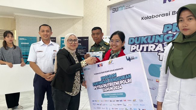 KAI Salurkan Bantuan Pendidikan untuk 129 Putra-Putri TNI-Polri di Sulawesi Selatan