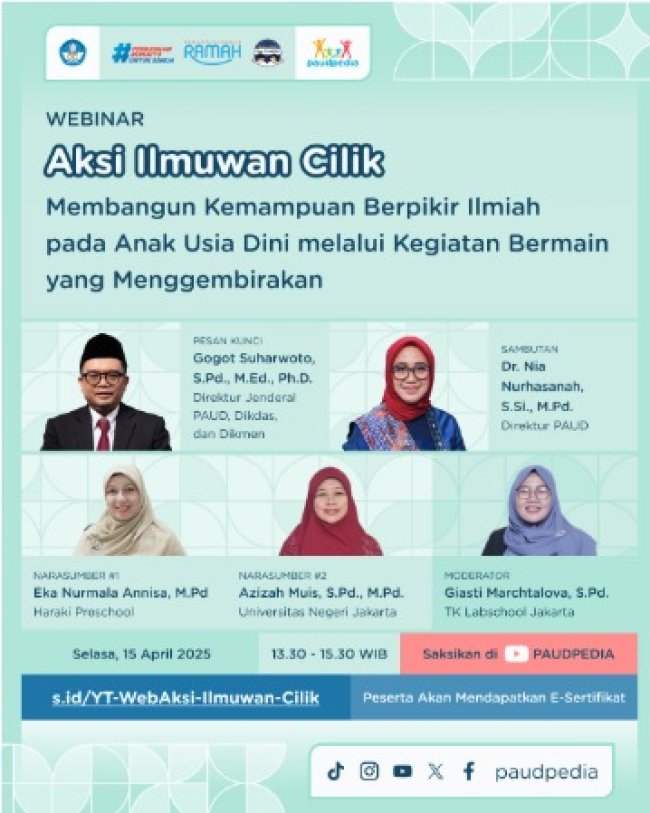 Semarakkan Hari Anak Nasional 2025, Kemendikdasmen Akan Menggelar Webinar Aksi Ilmuwan Cilik