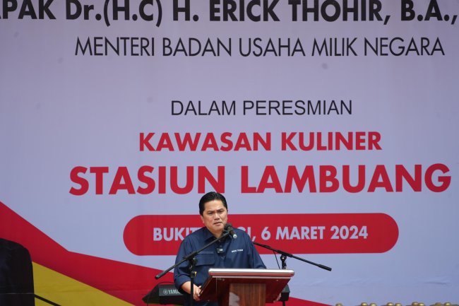 Kawasan Kuliner Stasiun Lambuang Bukittinggi Beroperasi, Erick Thohir: Sinergi Elok BUMN dan Pemerintah Setempat Bantu Pelaku UMKM