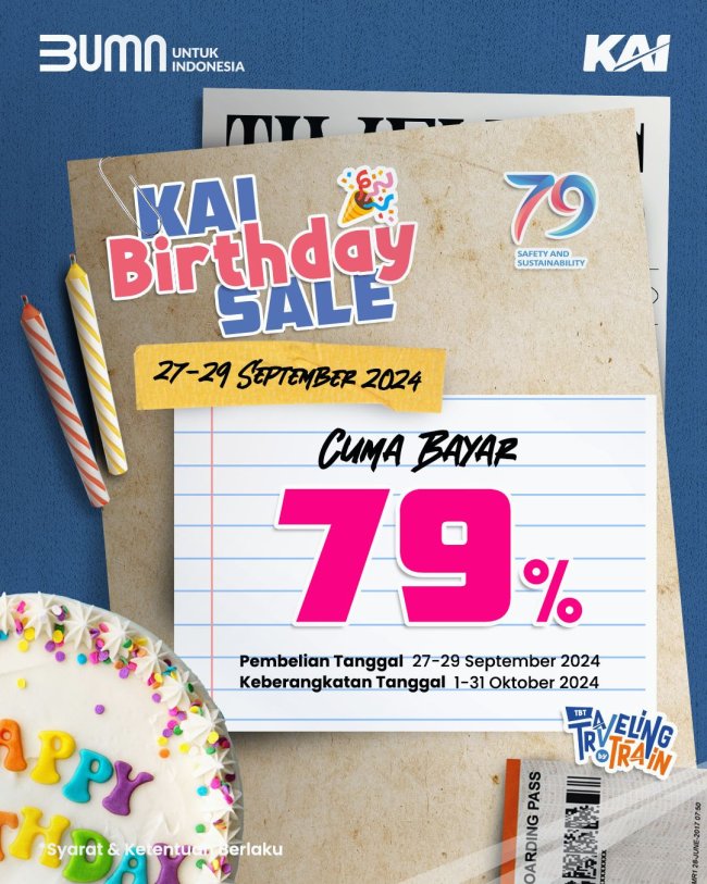 Peringati HUT Ke-79 KAI, Berikut Daftar Promo Tiket Kereta Cuma Bayar 79 Persen